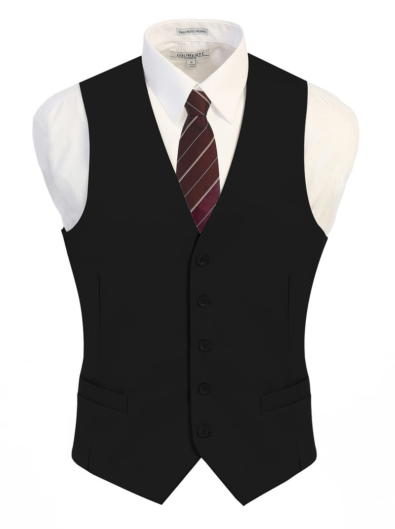 Gioberti Men's Formal Suit Vest Fit for Business or Casual Dress, Black, Medium - Image 2